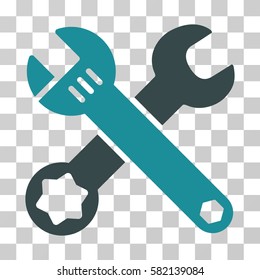 Wrenches vector icon. Illustration style is a flat iconic bicolor soft blue symbol on a transparent background.