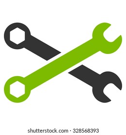 Wrenches vector icon. Style is bicolor flat symbol, eco green and gray colors, rounded angles, white background.