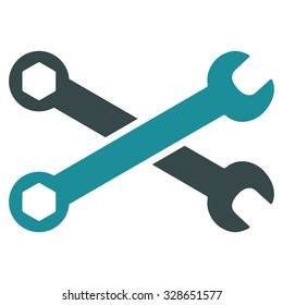 Wrenches vector icon. Style is bicolor flat symbol, soft blue colors, rounded angles, white background.