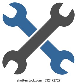 Wrenches vector icon. Style is bicolor flat symbol, cobalt and gray colors, rounded angles, white background.