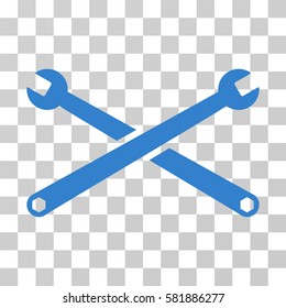 Wrenches vector pictogram. Illustration style is a flat iconic cobalt symbol on a transparent background.