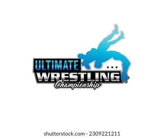 Wresting Club Championship Sport Logo Design Template