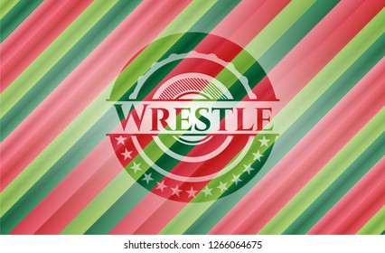 Wrestle christmas emblem background.