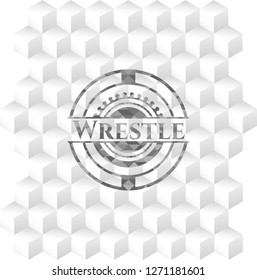 Wrestle grey emblem with cube white background