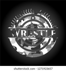 Wrestle on grey camo pattern