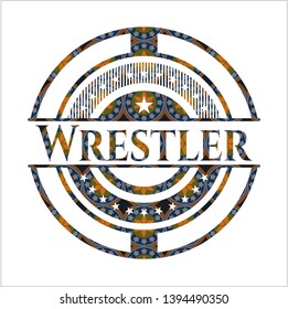Wrestler arabesque emblem background. arabic decoration.