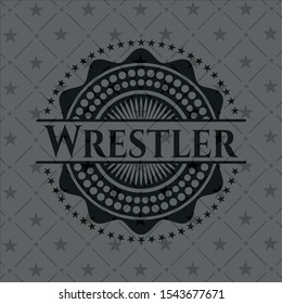 Wrestler black emblem. Vintage. Vector Illustration. Detailed.