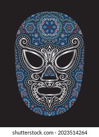 wrestler blue mask huichol mexico