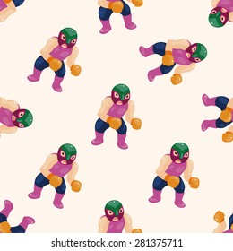 Wrestler , cartoon seamless pattern background