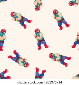 Wrestler , cartoon seamless pattern background