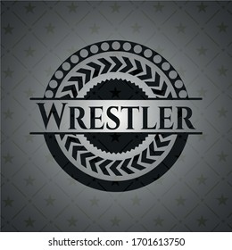 Wrestler dark icon or emblem. Vector Illustration. Detailed.