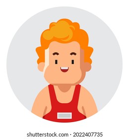 Wrestler guy avatar. People avatar with circle background. Can be used as icons, user profile photos, and others. Profession and job avatar with man gender.