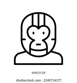 wrestler icon. Line Art Style Design Isolated On White Background