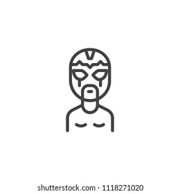 Wrestler man in wrestling mask outline icon. linear style sign for mobile concept and web design. athlete portrait simple line vector icon. Symbol, logo illustration. Pixel perfect vector graphics