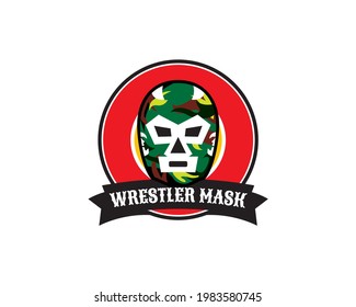 wrestler with mask emblem logo