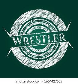 Wrestler on chalkboard. Vector Illustration. Detailed.