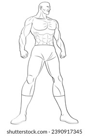 A wrestler in outline and vector.