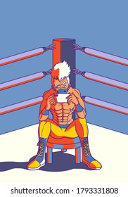 wrestler playing smartphone instead of real fighting because coronavirus covid-19