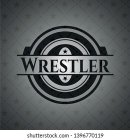Wrestler realistic dark emblem. Vector Illustration. Detailed.