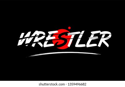 wrestler text word on black background with red circle suitable for card icon or typography logo design