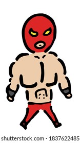 Wrestler walking : Hand drawn vector illustration like woodblock print