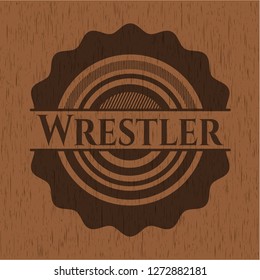 Wrestler wooden emblem. Retro