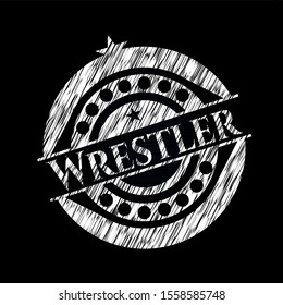 Wrestler written on a chalkboard. Vector Illustration. Detailed.