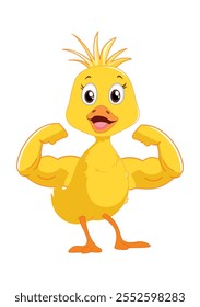 A wrestler yellow bird on a white background 