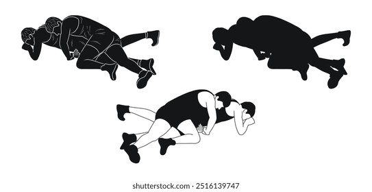 Wrestlers fight, image of athletes in wrestling