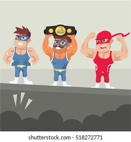 wrestlers on stage illustration design