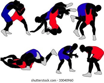 wrestlers silhouettes