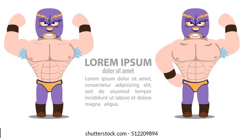 Wrestlers. Two athletes in purple tights and masks.