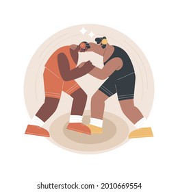 Wrestling abstract concept vector illustration. Pro training, buy equipment, wrestling gear, strong werestler, greco-roman, entertainment competition, professional fighter abstract metaphor.