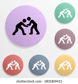 Wrestling badge color set icon. Simple glyph, flat vector of sport icons for ui and ux, website or mobile application