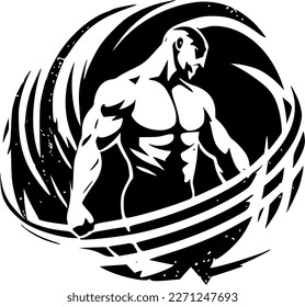 Wrestling - Black and White Isolated Icon - Vector illustration