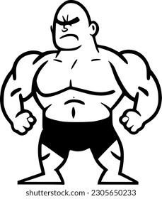 Wrestling - Black and White Isolated Icon - Vector illustration