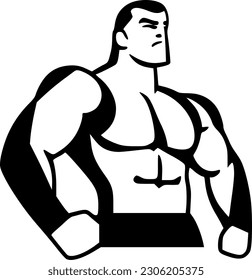 Wrestling - Black and White Isolated Icon - Vector illustration