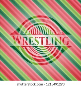 Wrestling christmas emblem background.