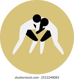 Wrestling competition icon. Colorful sport sign. 