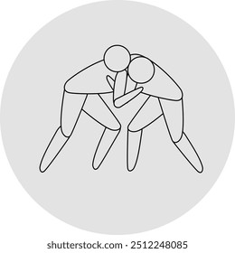 Wrestling competition icon. Sport sign. Line art.