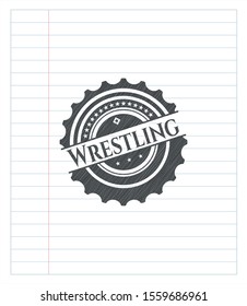 Wrestling drawn in pencil. Vector Illustration. Detailed.