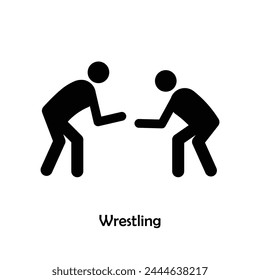Wrestling flat black icon vector isolated on white background
