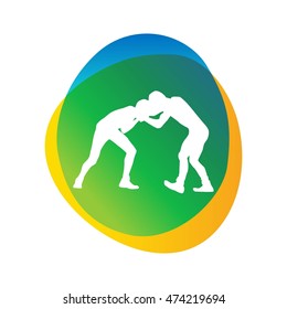 Wrestling game silhouette sport vector gradient icon