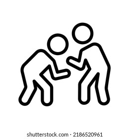 Wrestling icon in black outline style