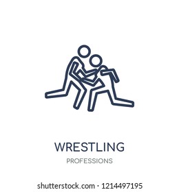 Wrestling icon. Wrestling linear symbol design from Professions collection. Simple outline element vector illustration on white background.