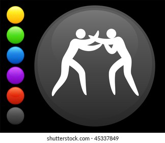 wrestling icon on round internet button original vector illustration 6 color versions included