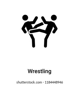 Wrestling icon vector isolated on white background, logo concept of Wrestling sign on transparent background, filled black symbol