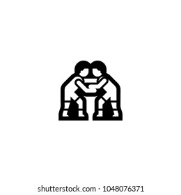 Wrestling icon. Vector wrestlers 