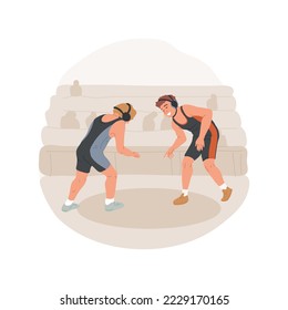 Wrestling isolated cartoon vector illustration. Sport in high school, competitive power training, young wrestler, teenager wearing uniform, championship, physical education vector cartoon.