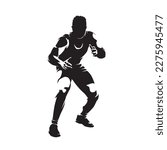 Wrestling, isolated vector silhouette of male wrestler, front view. Strong man. Greco roman wrestling